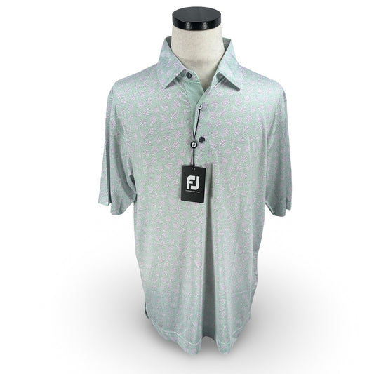 Men's Golf Polo Shirt Sage Lavender Shadow Palm Lisle Performance Moisture-Wicking