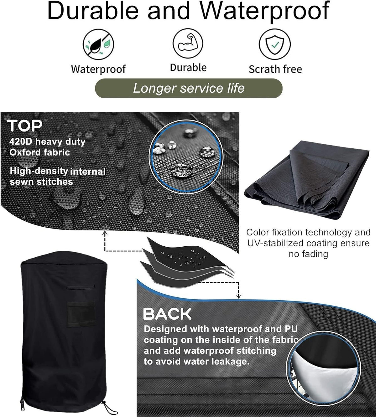 Waterproof Boxing Bag Cover Up to 58.2 Inches Tall with Adjustable Drawstrings