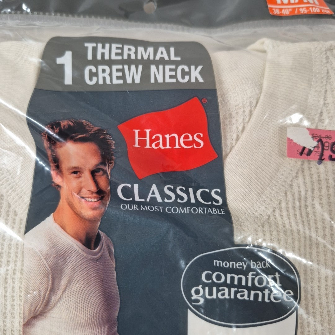 Hanes Classics Thermal Crew Neck Top Shirt Medium - New