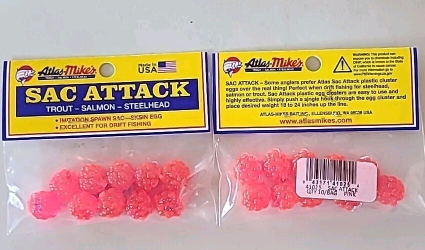 Pink Imitation Spawn Sacs for Freshwater Fishing - Lot of 2