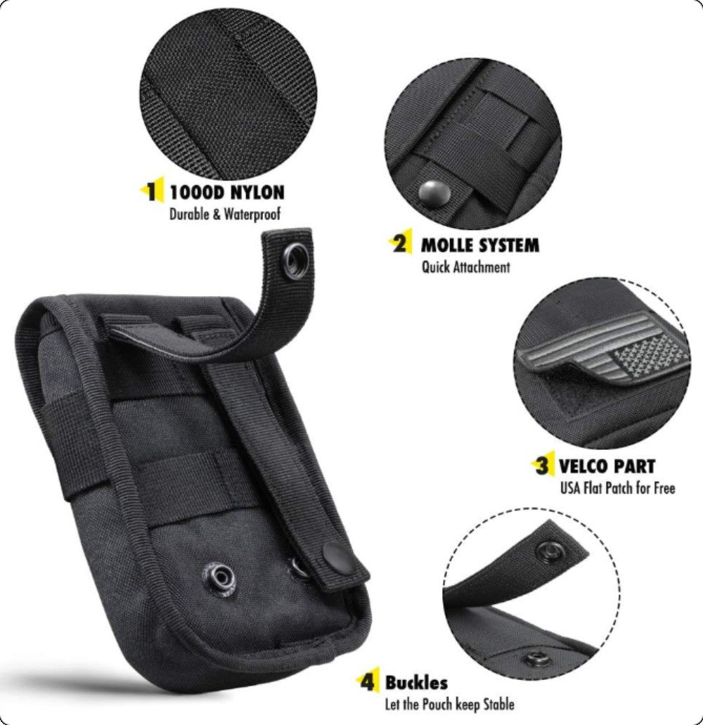 Tactical Molle Phone Pouch Cellphone Holder with Compartments & Adjustable Strap