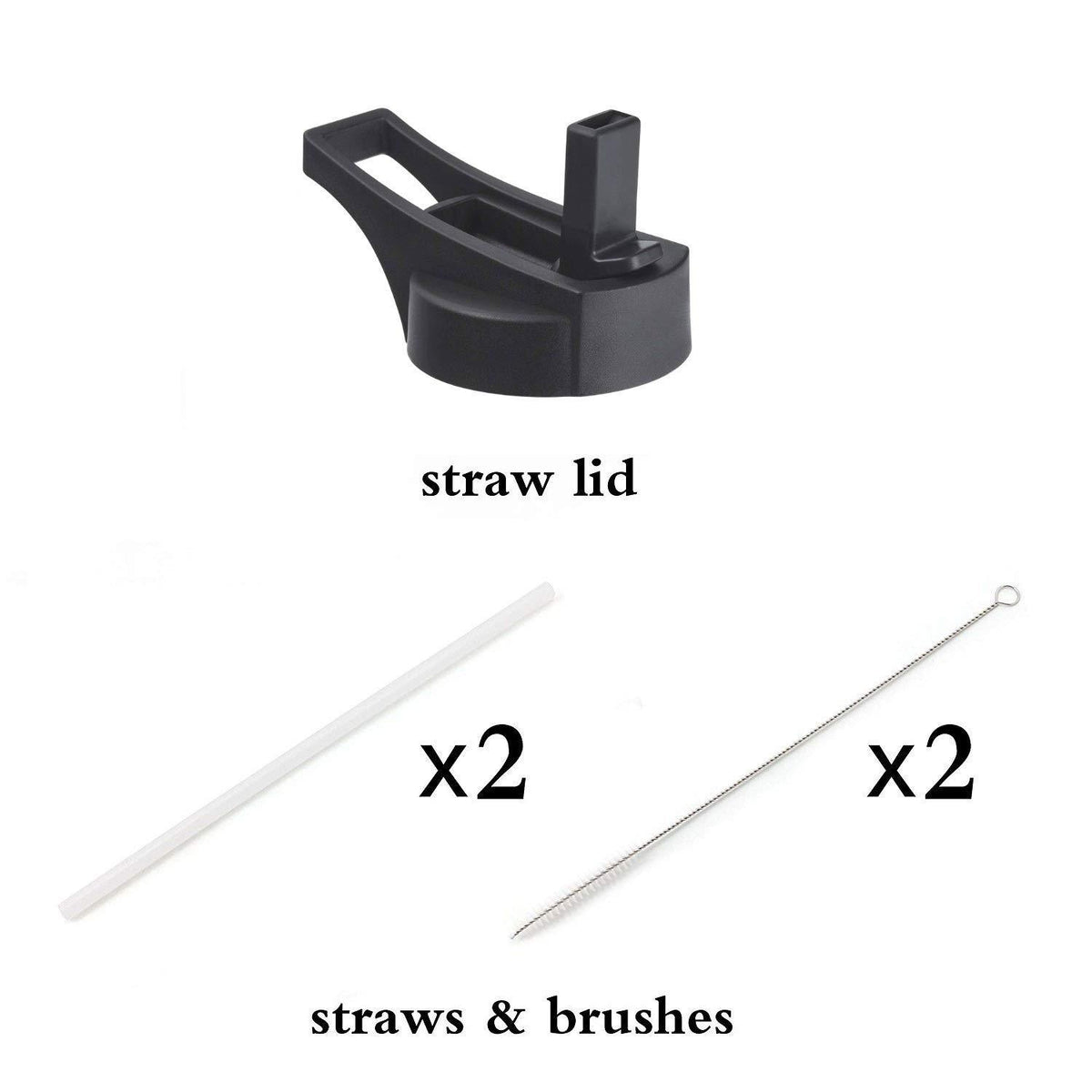 Long Handle Straw Lid for Wide Mouth Water Bottles - Replacement Cap
