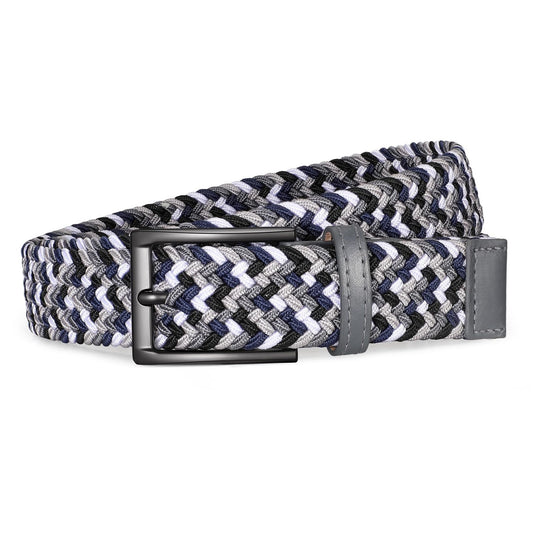 Mens Stretch Leather Belt for Casual and Golf Wear - Black, White, Gray