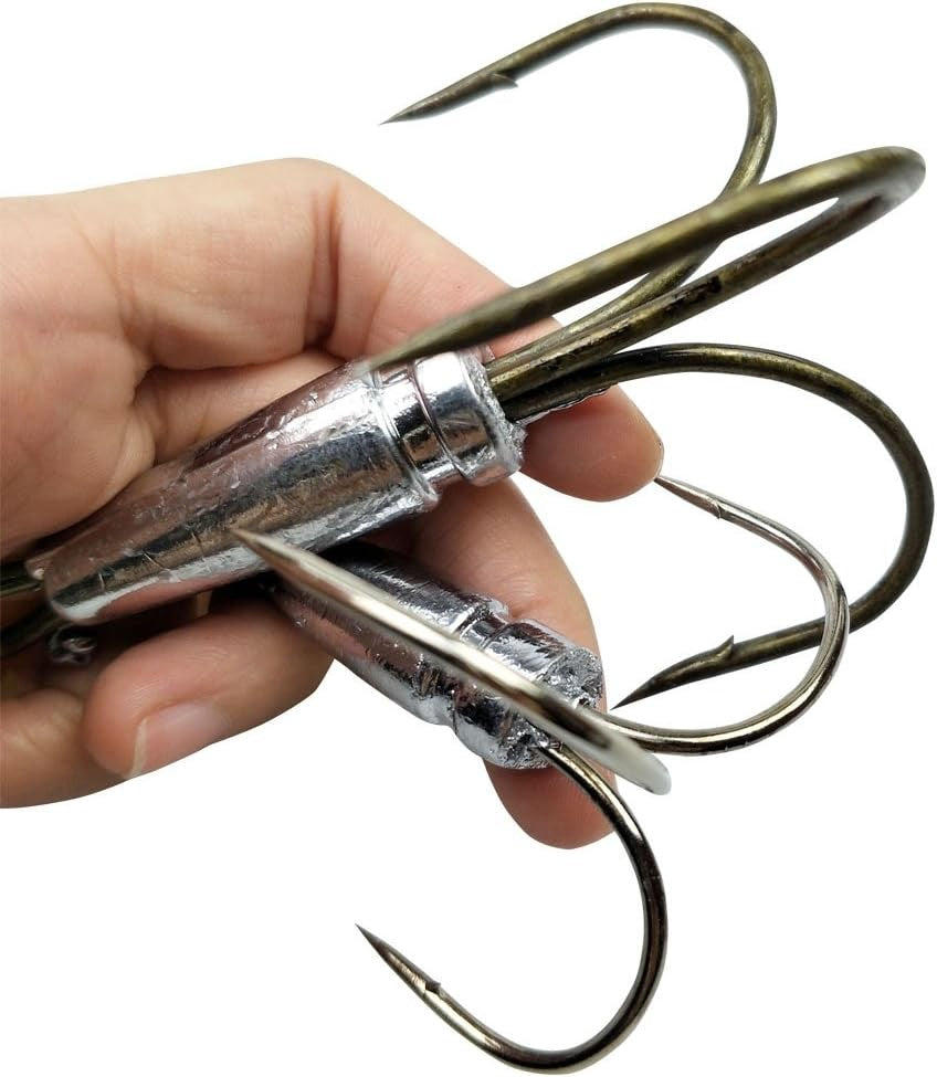 Heavy Duty Treble Fishing Hooks 12/0, 2.1oz Snagging Bait Hooks, 2-Pack