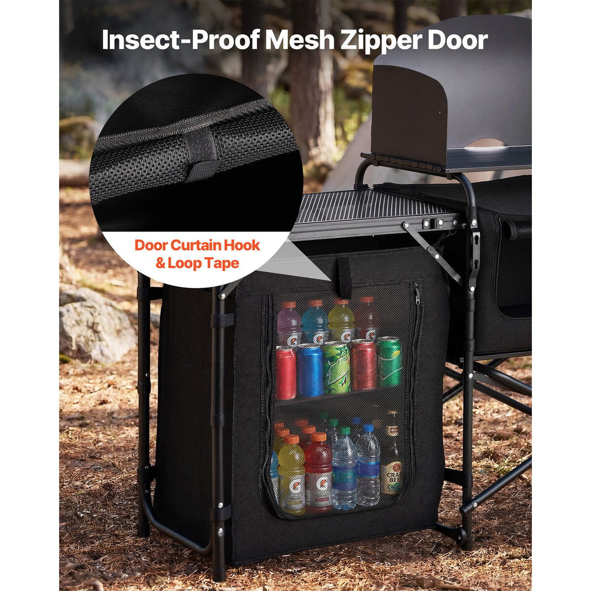 Portable Camping Table with Storage Organizer for Outdoor Use
