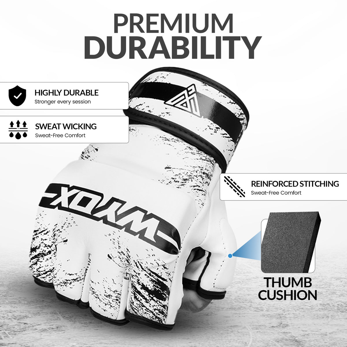 MMA Gloves & Gel Boxing Hand Wraps Set for Kickboxing Sparring Training