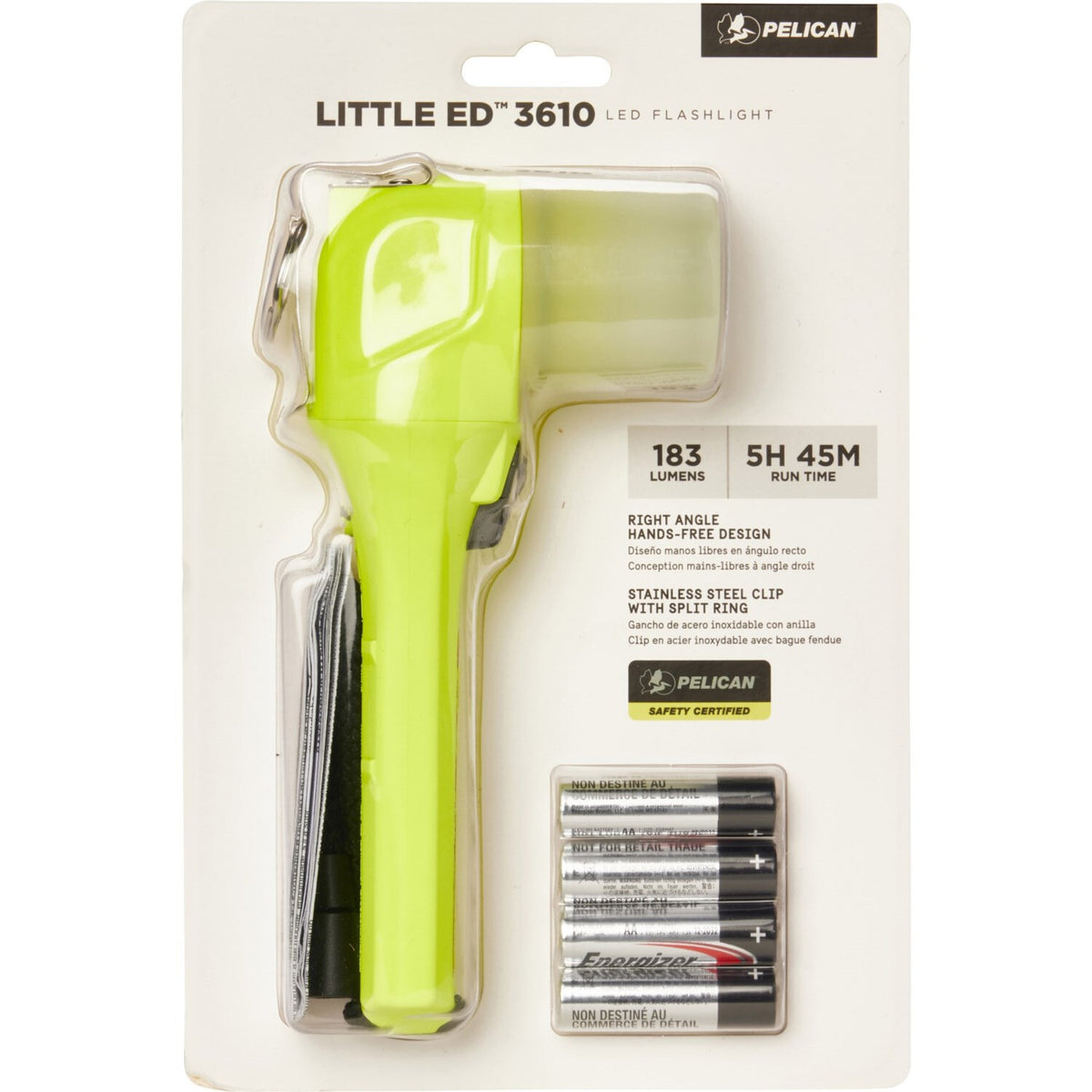 Pelican 3610 Little ED 183 Lumen LED Flashlight with Yellow PhotoLuminescent Shroud