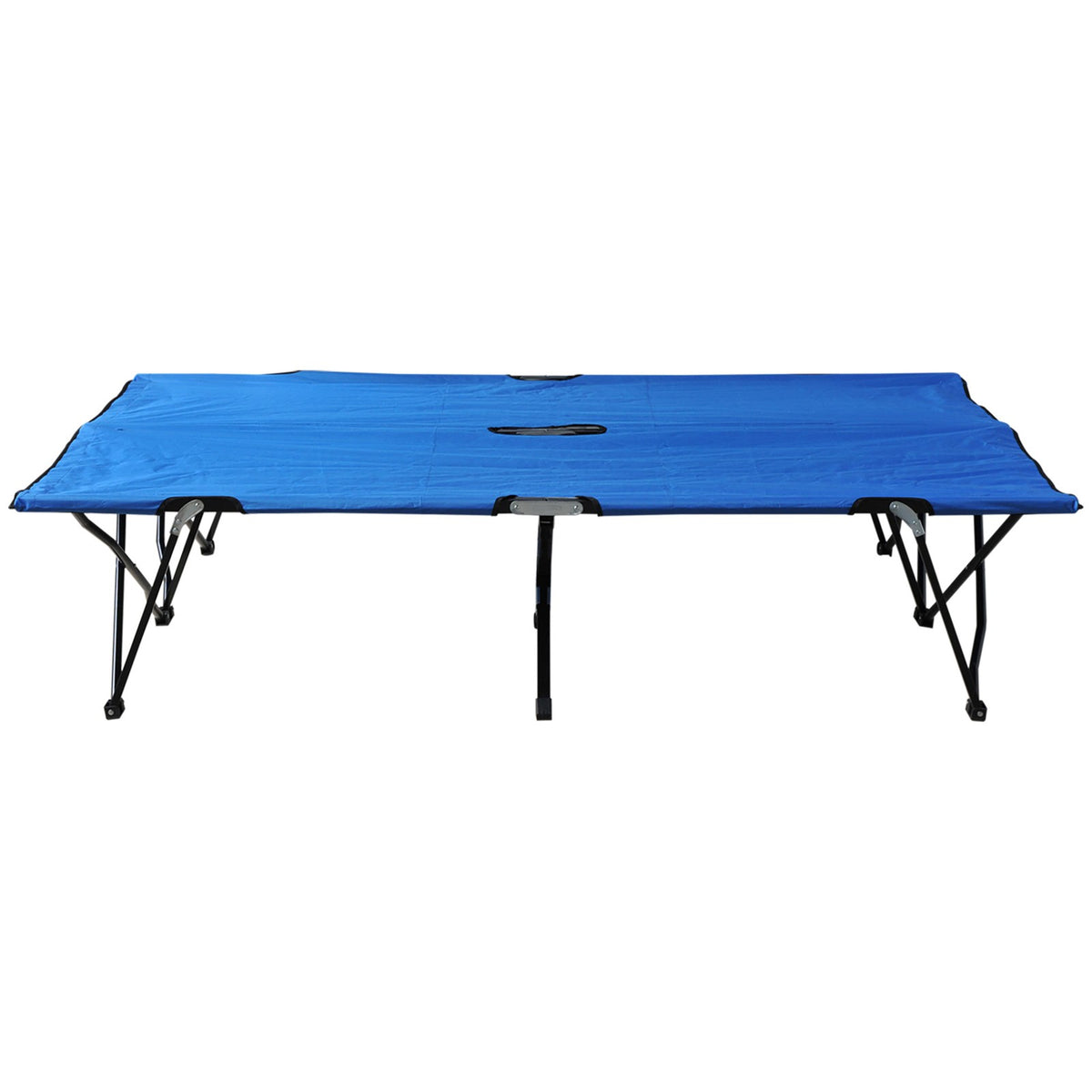 Two-Person Folding Camping Cot with Carry Bag Blue - Support Up to 300 lbs