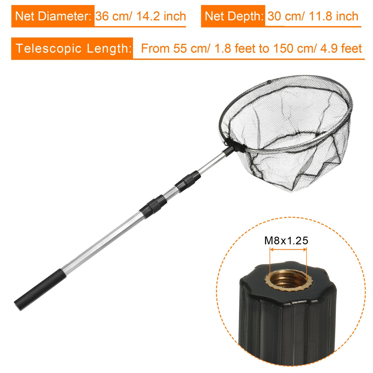 Telescopic Fishing Net 4.9ft Aluminum Alloy Folding Landing Net for Saltwater & Freshwater