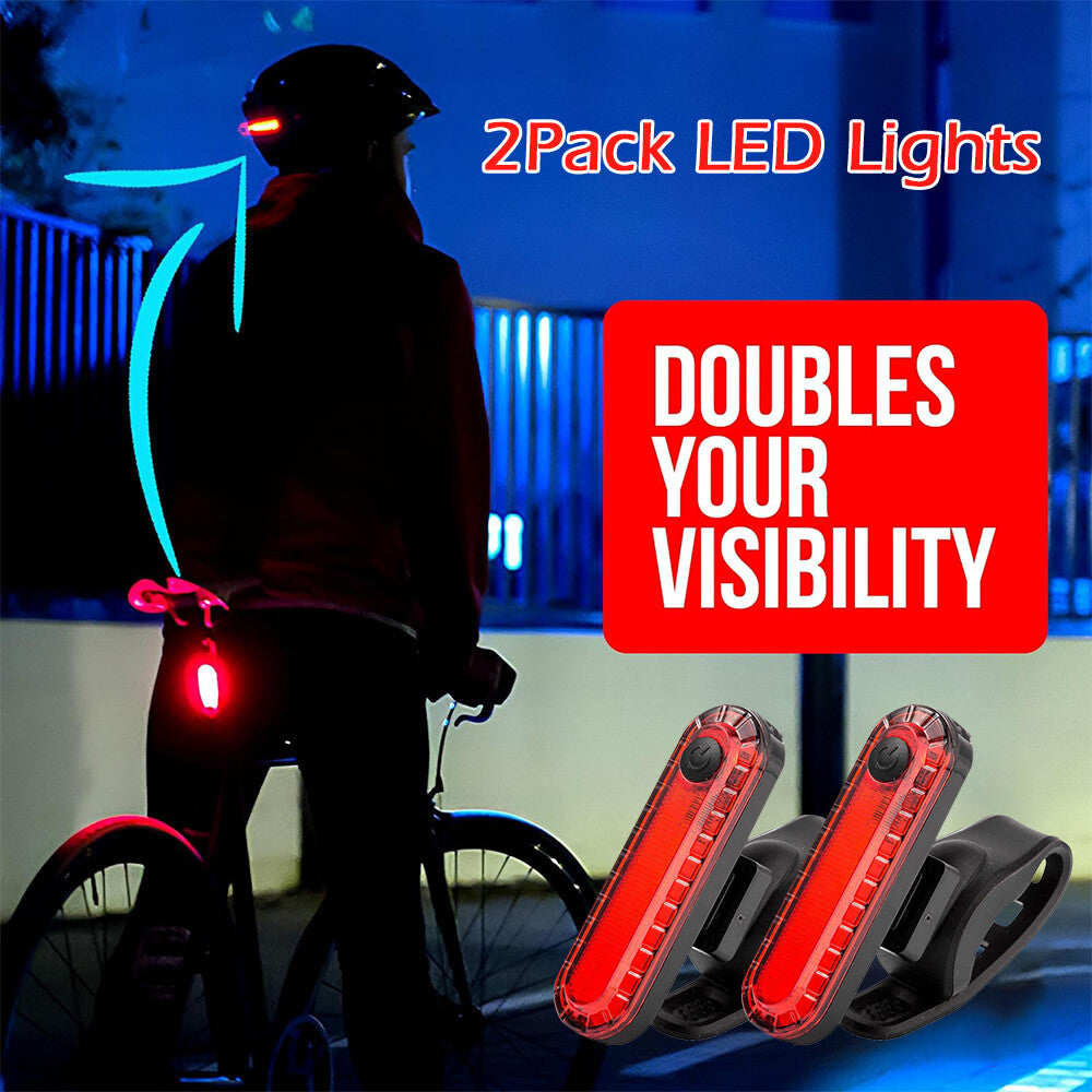 Rechargeable Bike Tail Light Set - USB LED Rear Safety Lights for Bicycle, Scooter, Helmet & More
