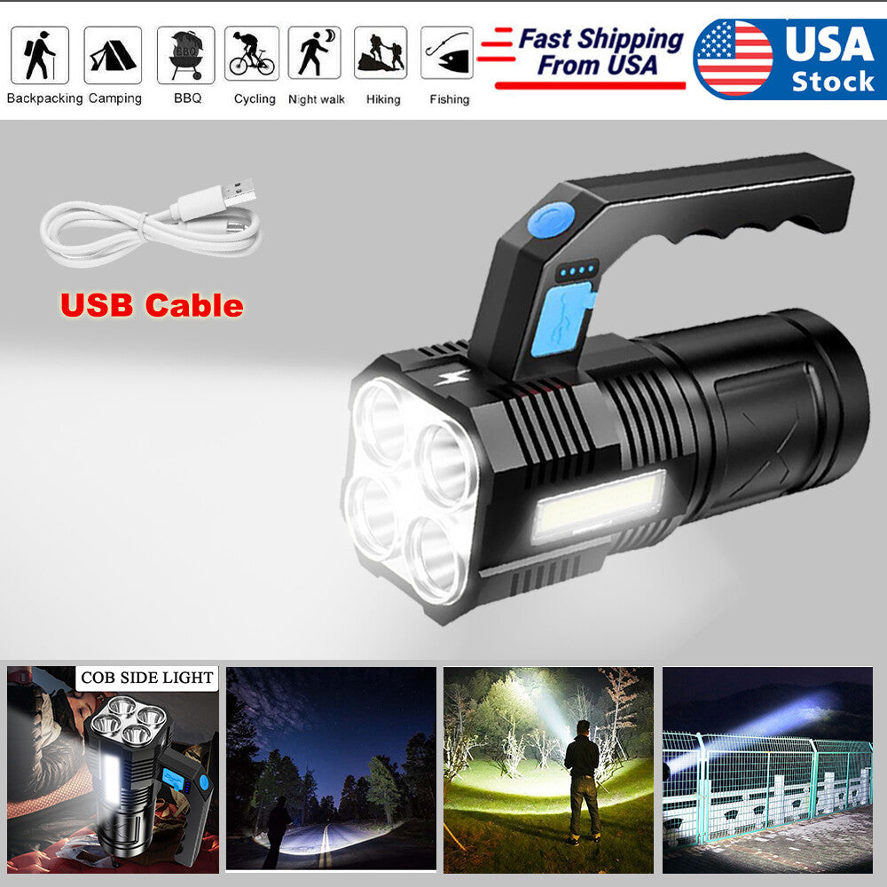 High Power Rechargeable LED Flashlight 9900000LM Tactical Torch 4 Modes