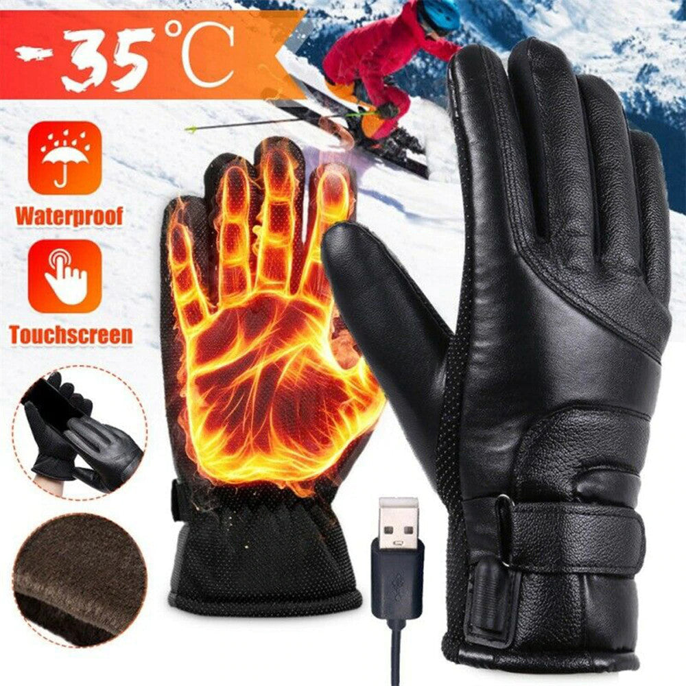 USB Heated Gloves for Winter Ski Snow Hiking Waterproof Touchscreen Thermal