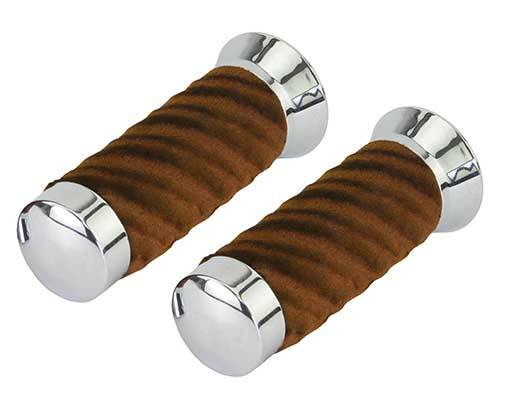 Lowrider Velour Handlebar Grips with Chrome or Gold Caps for Custom Bikes