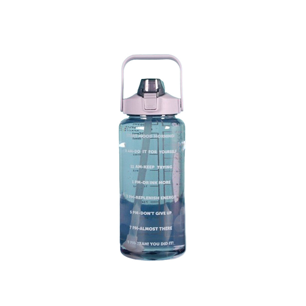 Motivational Half Gallon Water Bottle with Time Marker and Straw - 64 oz BPA Free Hydration Bottle