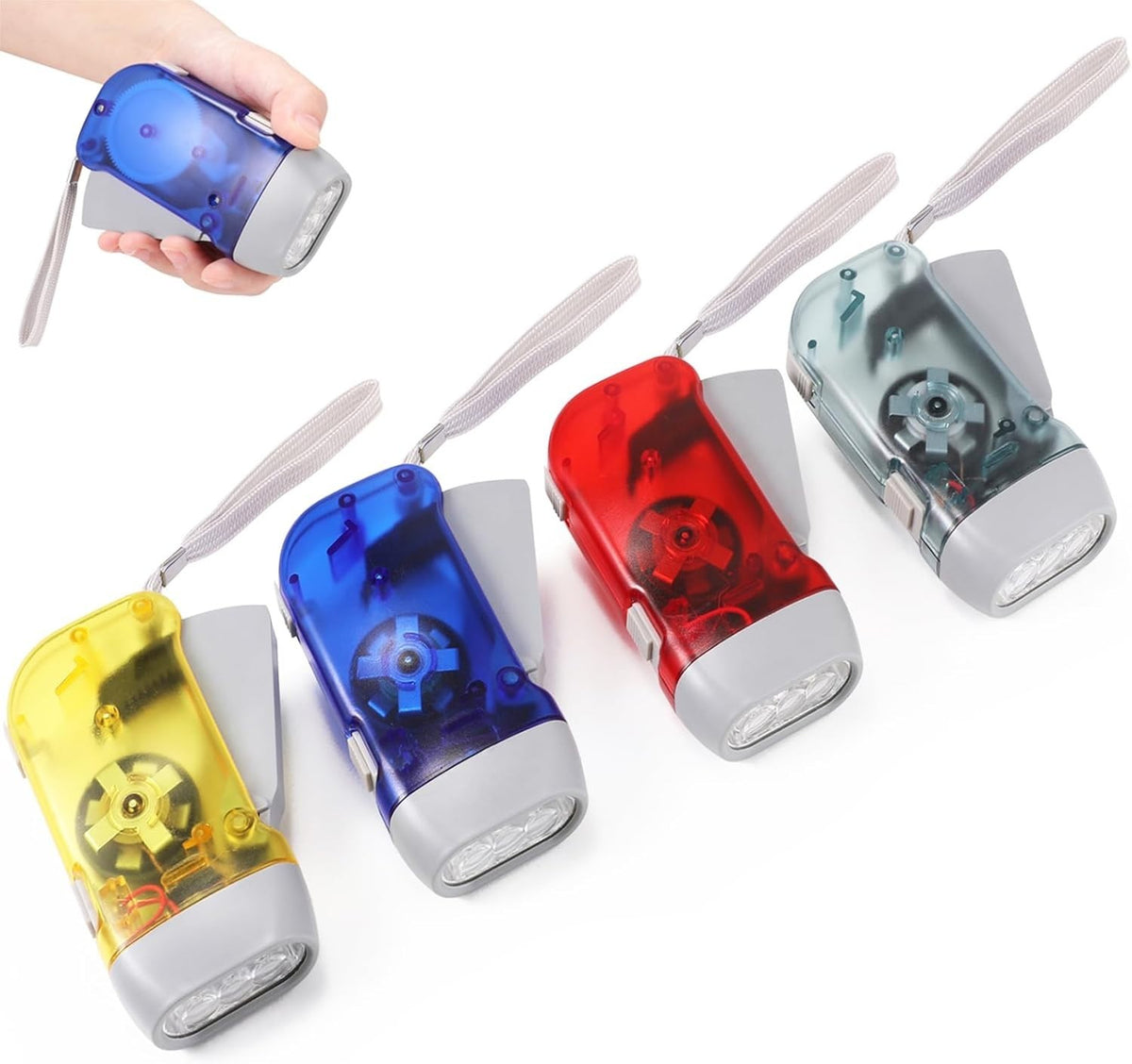 4 Pack Hand Crank LED Emergency Flashlights - No Batteries Required