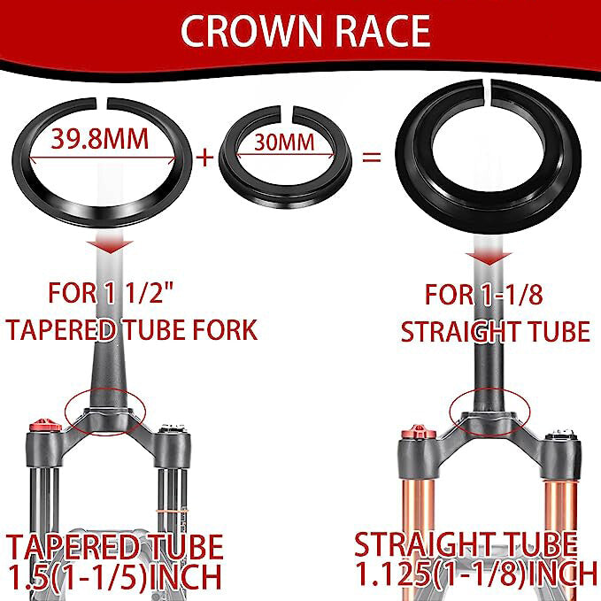 Mountain and Road Bike Headset 44-56mm Sealed Bearing Tapered Fork Part