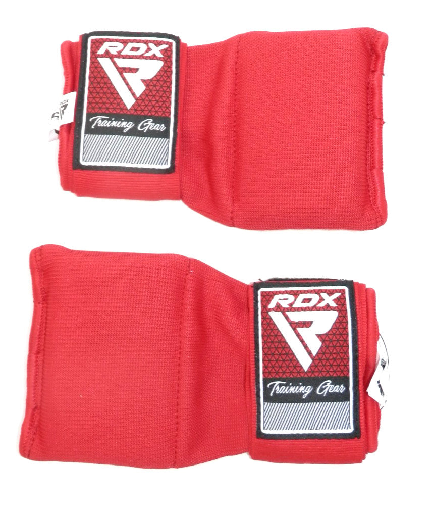 Boxing Hand Wraps Pair - Padded Muay Thai MMA Training Gloves, Medium Red