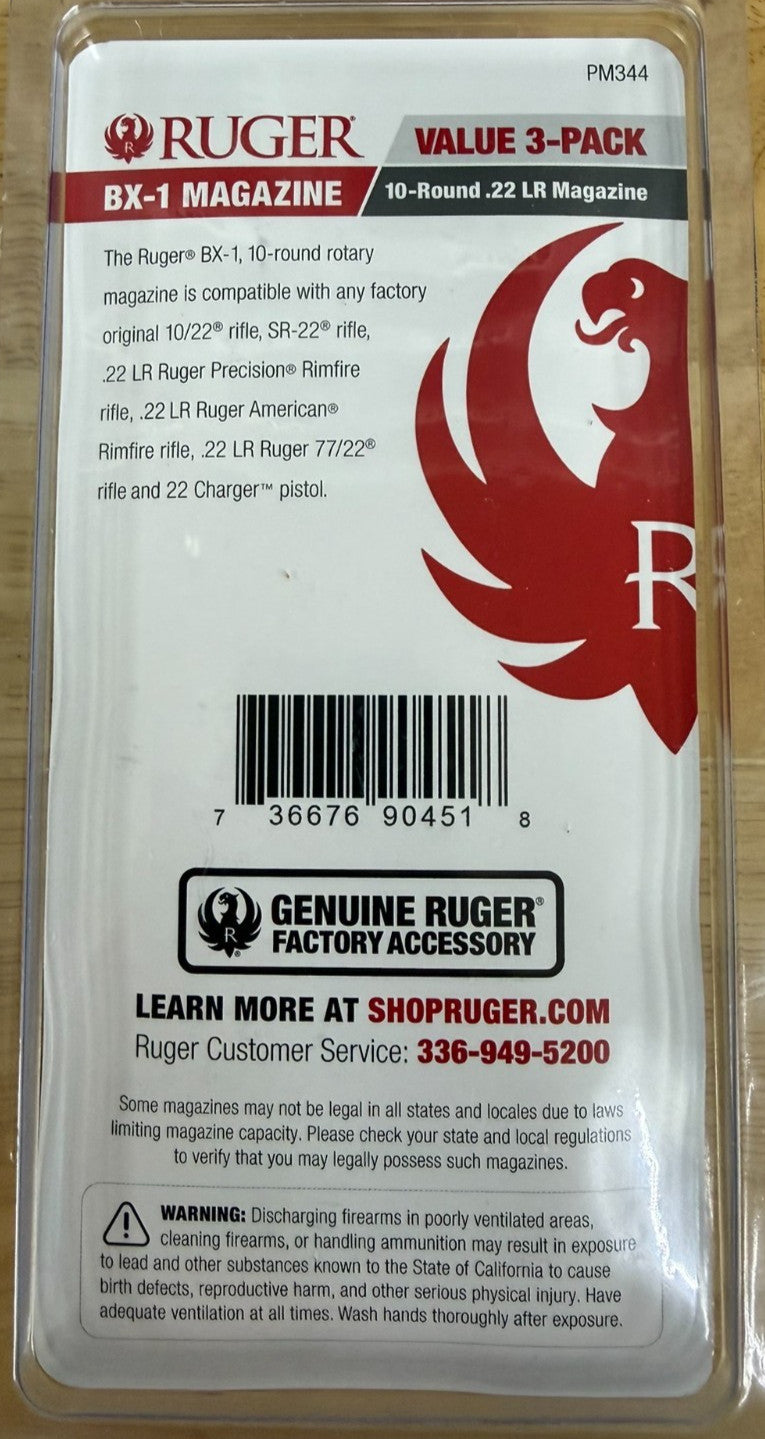 Ruger BX-1 10/22 Mag 10-Round Rotary Magazine - .22 LR 3 Pack