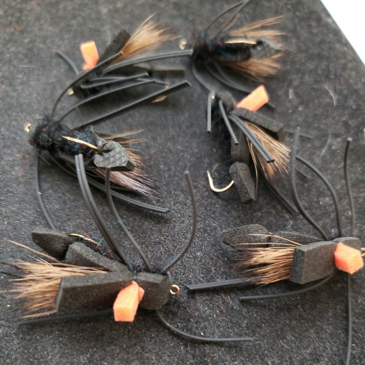 Fly Fishing Flies Size 6 Parachute Beetle Custom Tied Black 1/2 Dozen