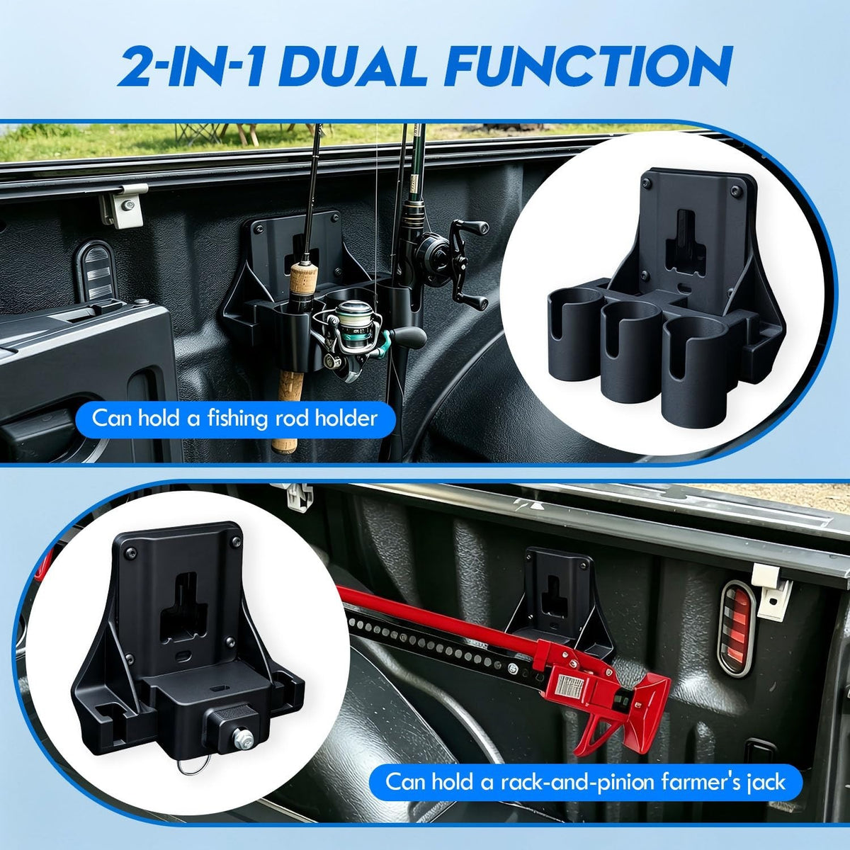 Pickup Truck Fishing Rod Holder No Drill Mount for F150 & Outdoor Use