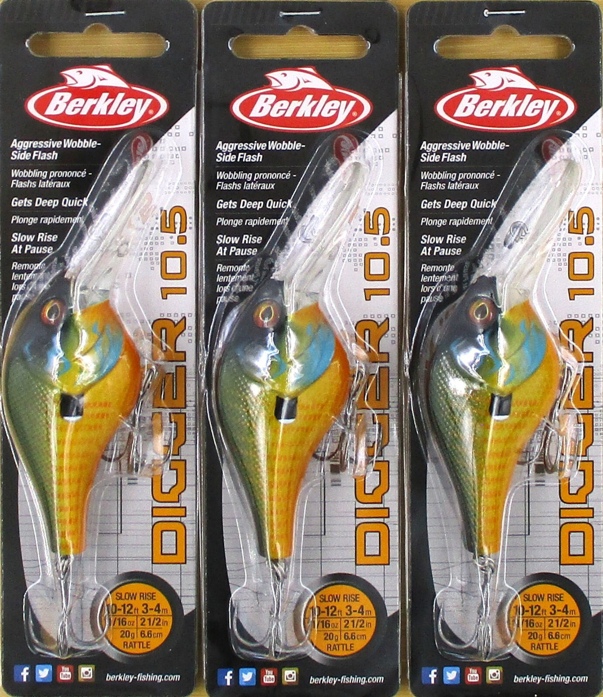 Berkley Crankbait Lures 2.5 Inch 11/16 Oz Rattle Deep Water Fishing Baits
