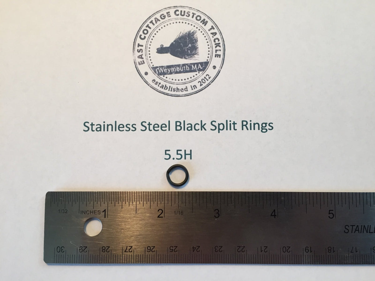 Heavy Duty Black Stainless Steel Split Rings for Fishing Tackle Multiple Sizes