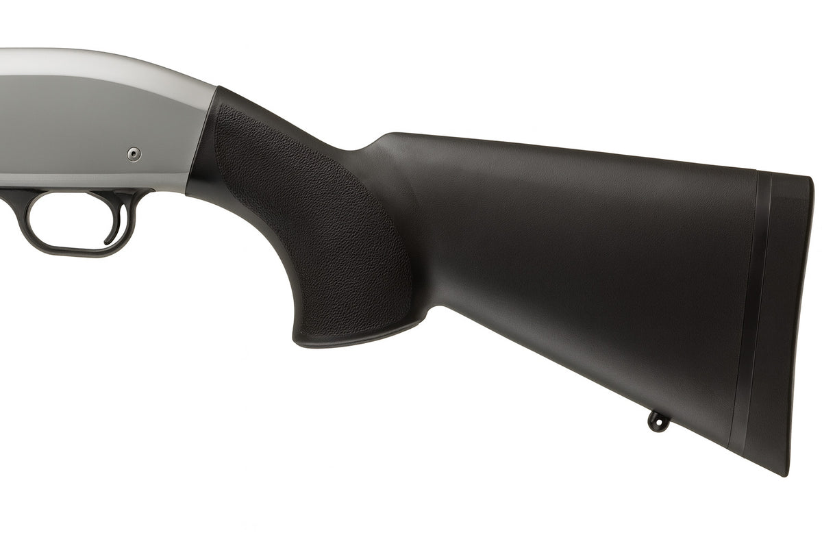 Hogue Overmolded Shotgun Stock for Mossberg 500/590, 12/16/20 Gauge, Black, 12 Inch Length of Pull