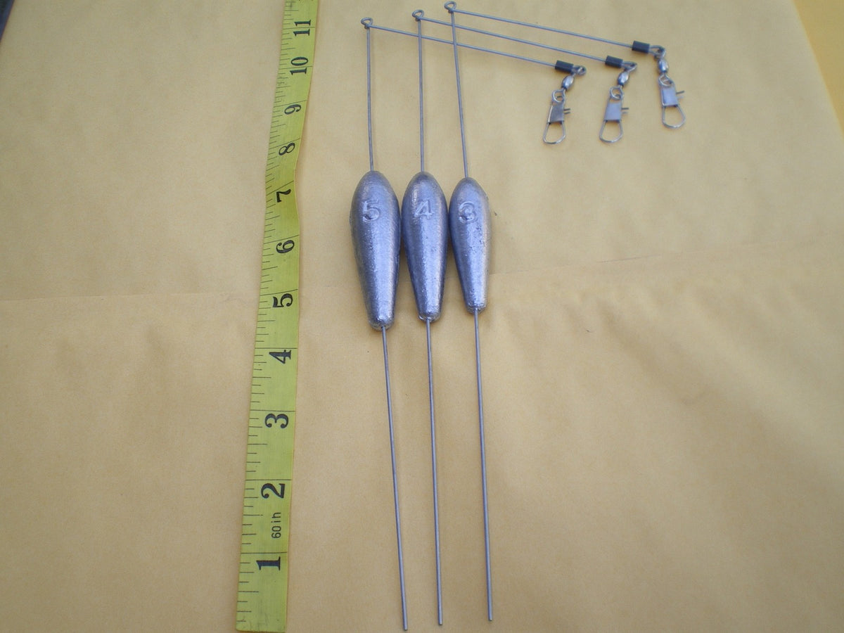 12 Pcs 4 oz Stainless Steel Bottom Bouncer Sinkers with 10" Legs & Swivel