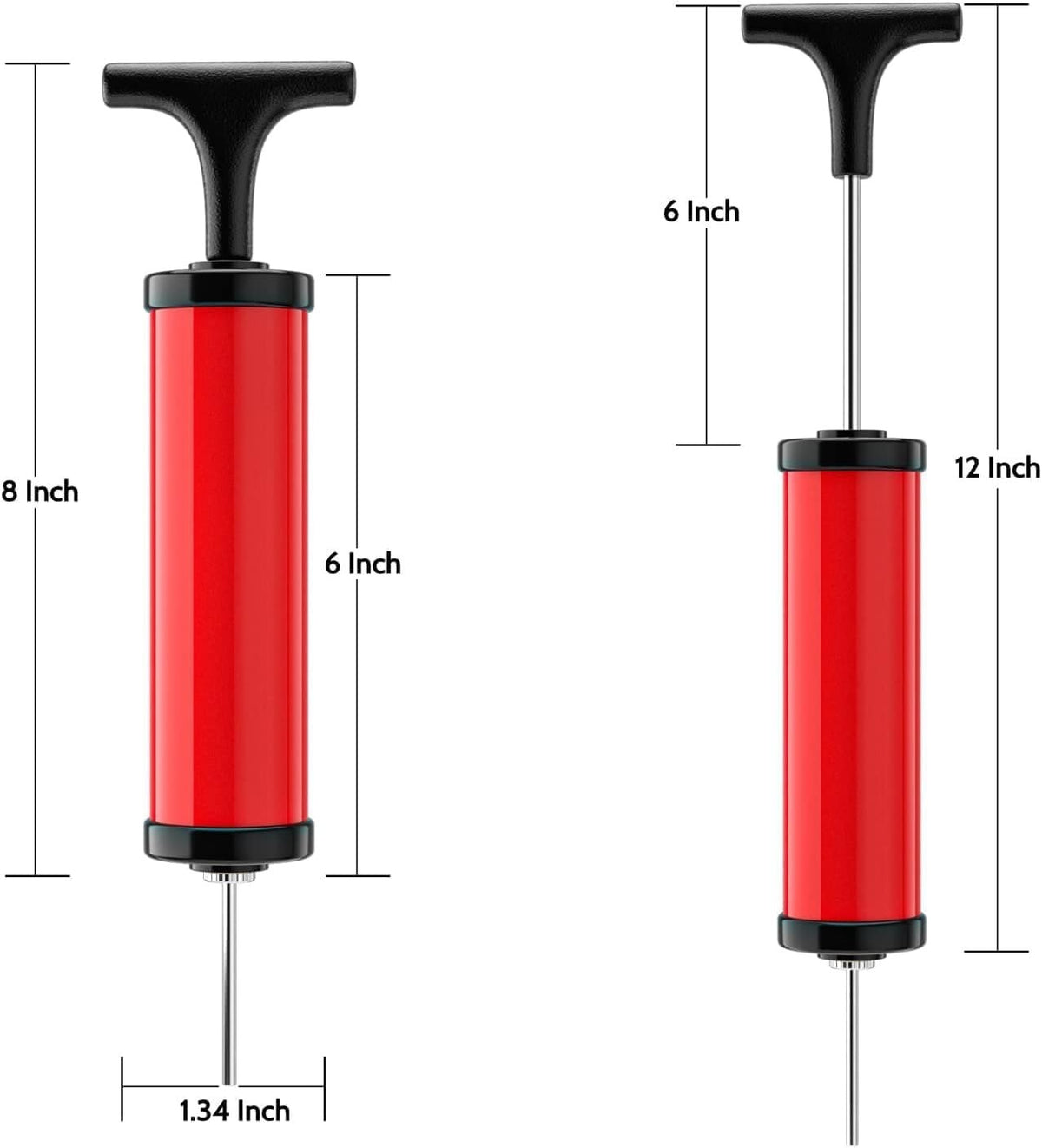 Portable Sports Ball Pump Kit with 5 Needles, Nozzle, Hose & Carry Bag