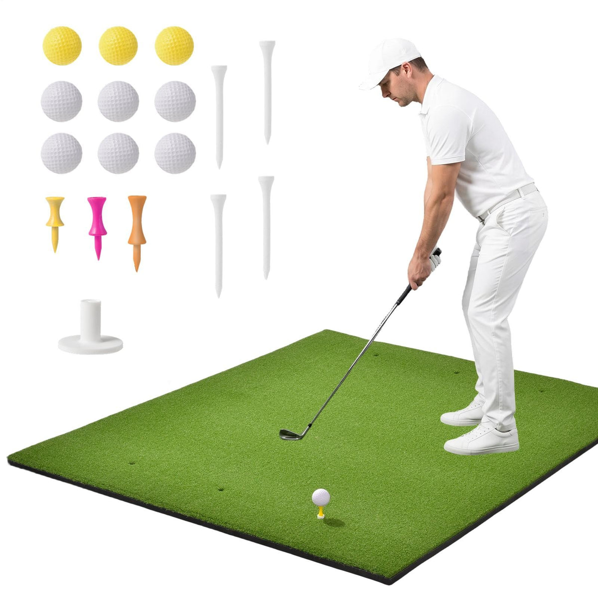 Dual Turf Golf Hitting Mat 5x4FT - High-Density Practice & Tee Area