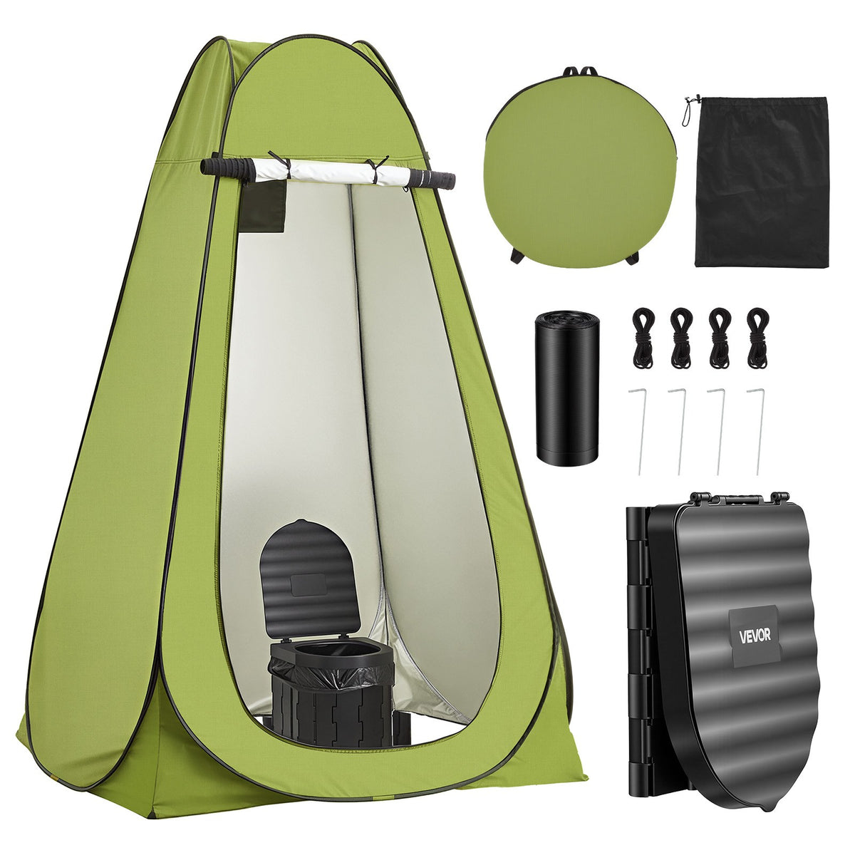 Portable Camping Toilet with Pop-Up Privacy Tent Foldable Outdoor Potty Kit