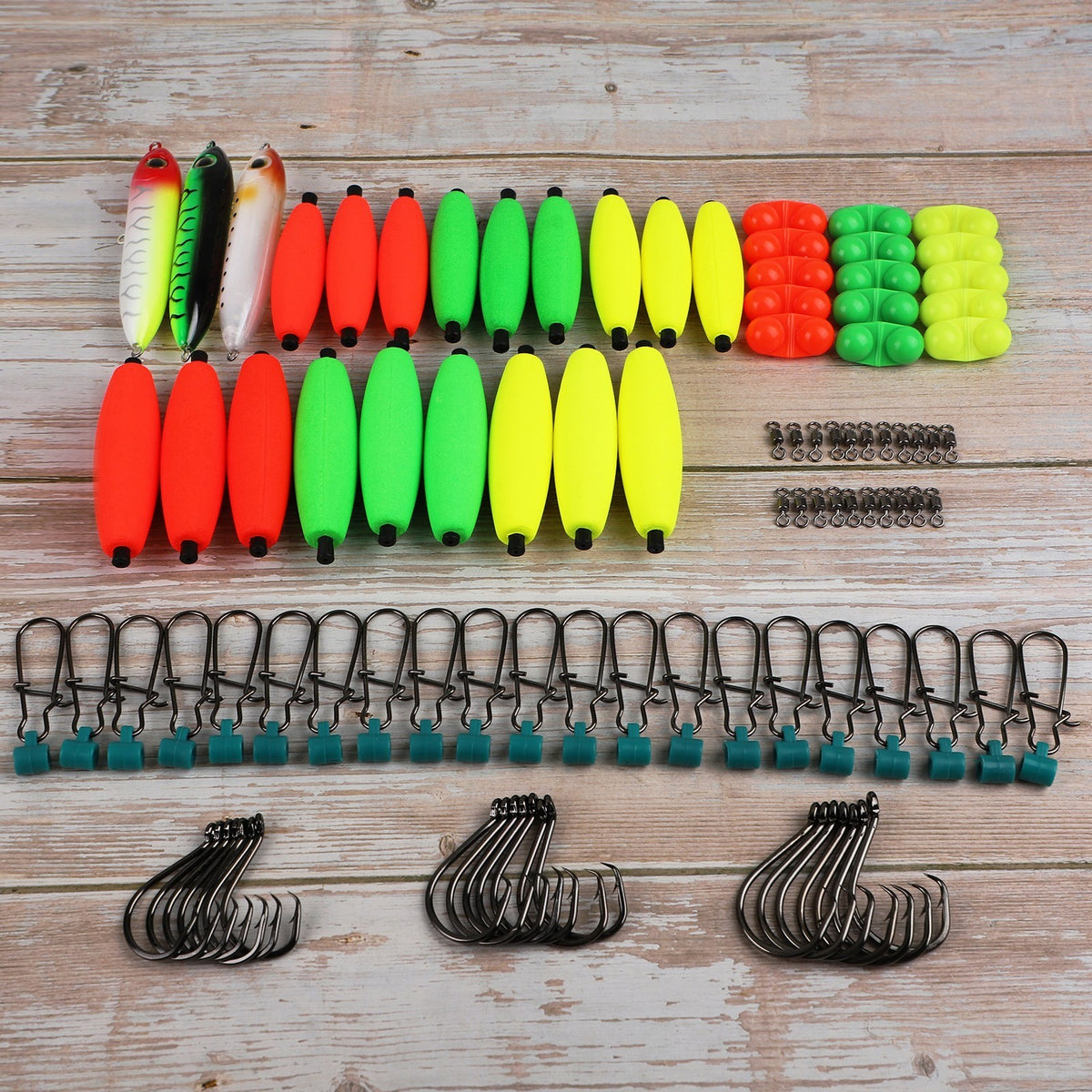 99PCS Catfish Rig Kit with Floats Hooks Bells Swivels DIY Catfishing Accessories