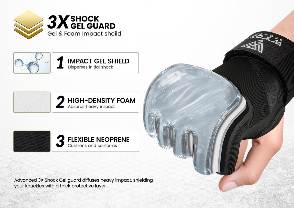 Gel Boxing Hand Wraps Inner Gloves 80cm Wrist Support for MMA Kickboxing