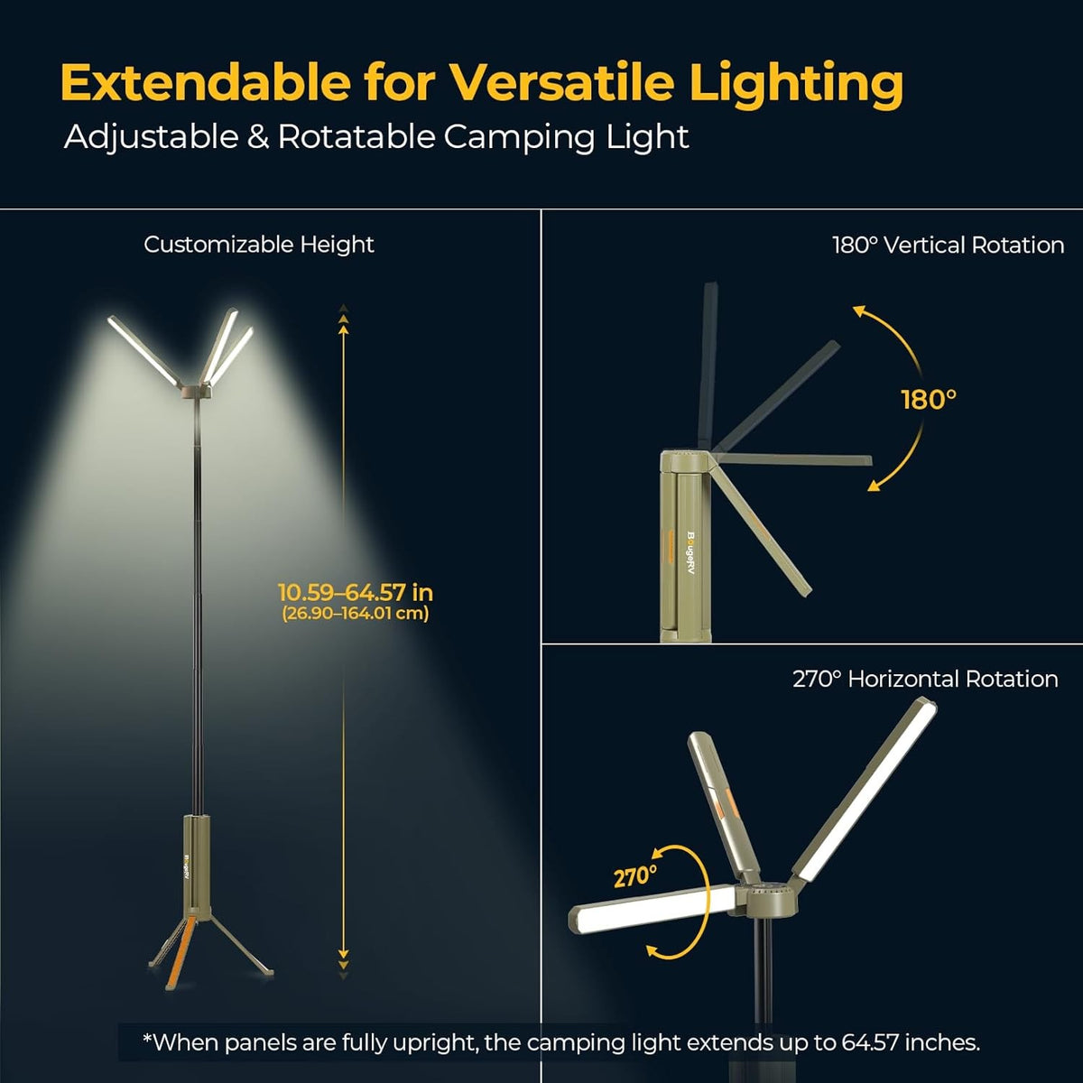 Rechargeable Telescopic Camping Lantern Light 15600mAh Rotatable Lamp