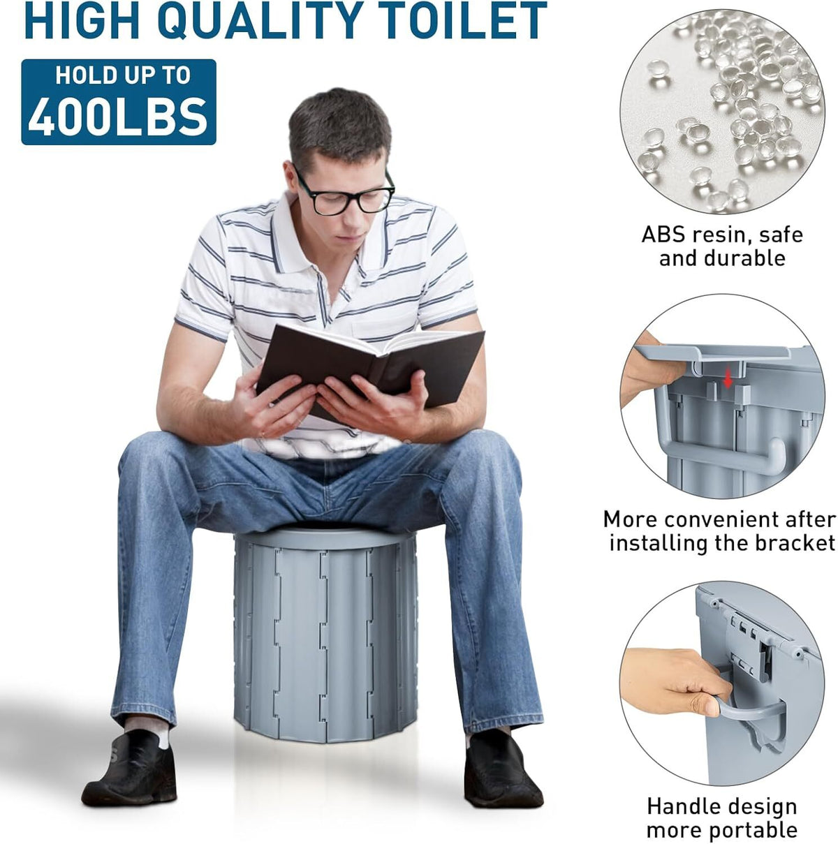 Portable Camping Toilet with Pop-Up Privacy Tent Folding Camp Bathroom