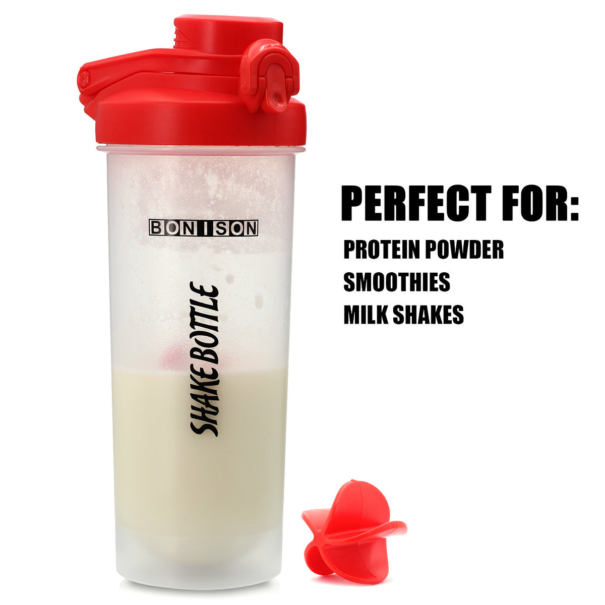 Auto Flip Lid Shaker Bottle for Protein Drinks and Smoothies - 24 oz