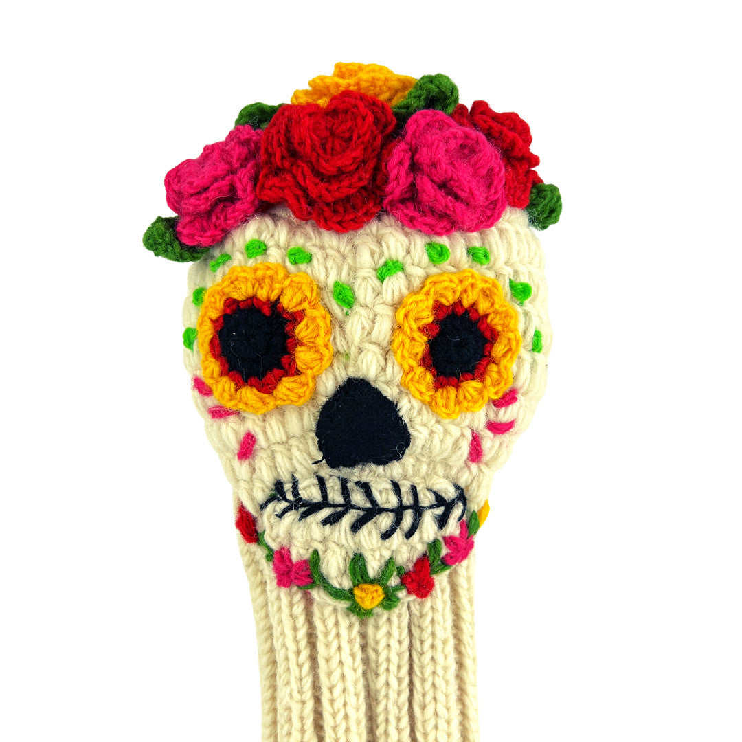 Golf Driver Headcover Knit Wool Skull Design Water & Stain Resistant Fits 460cc