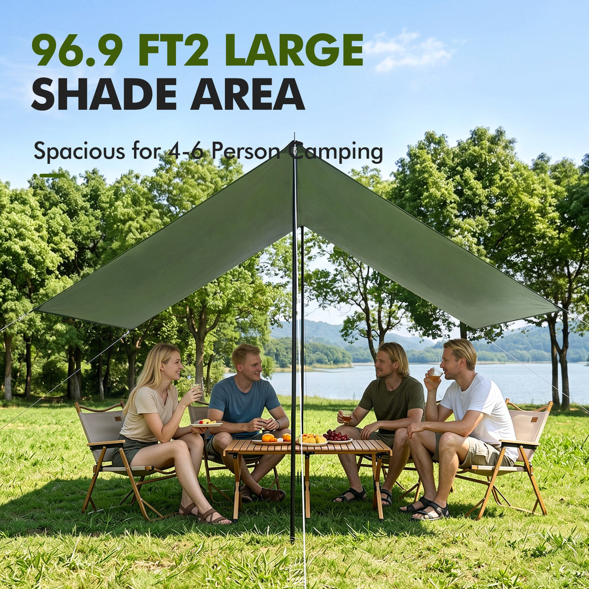 Waterproof Camping Tarp 10FT Rainfly Shelter for Outdoor Hiking & Camping