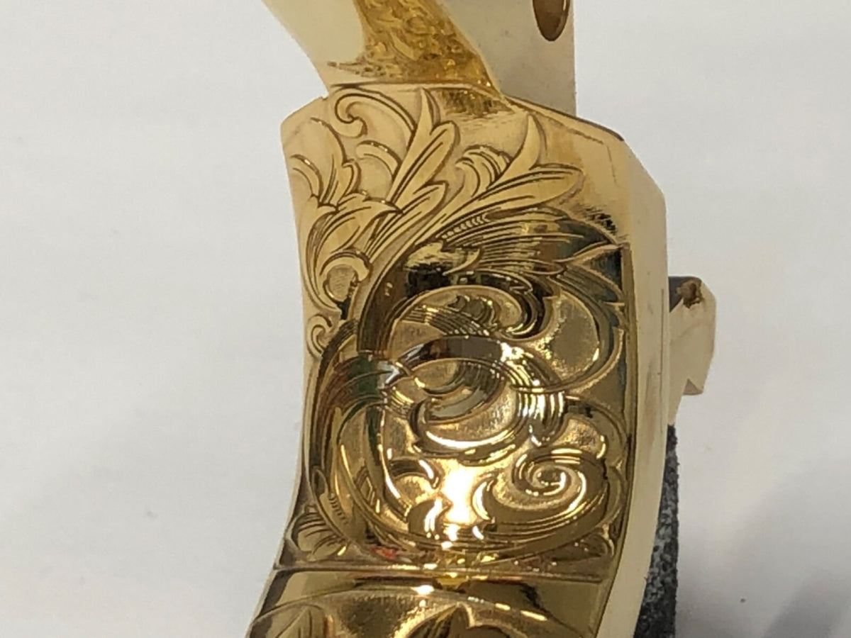 1911 GI Style Gold Plated Grip Safety with Laser Engraved Scroll Pattern