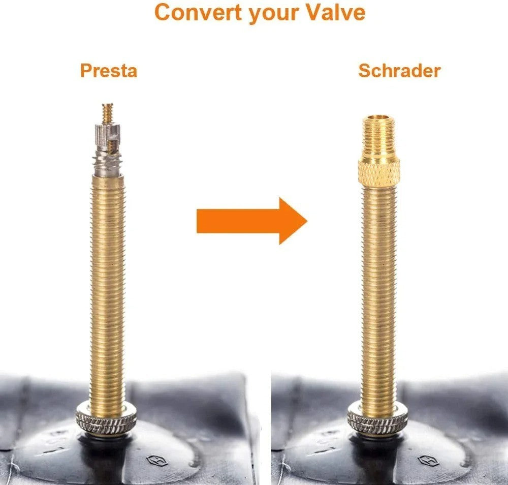 Presta to Schrader Valve Adapter for Bicycle Pump - Copper Golden
