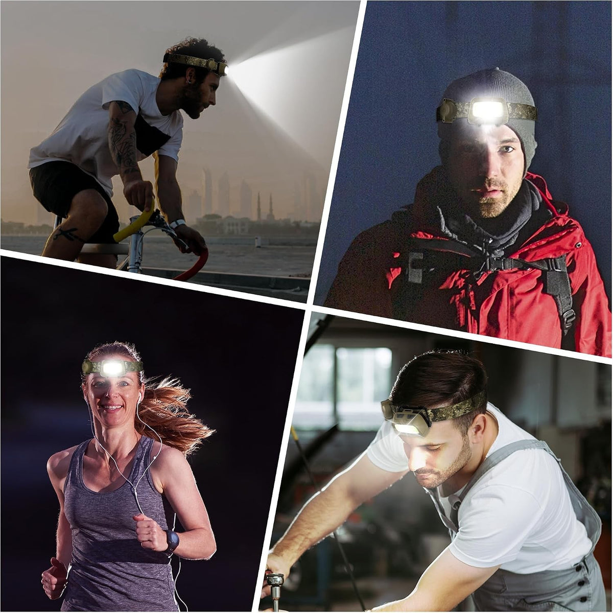 LED Headlamp 300 Lumens with 7 Modes, Red & Green Light, Adjustable Tilt