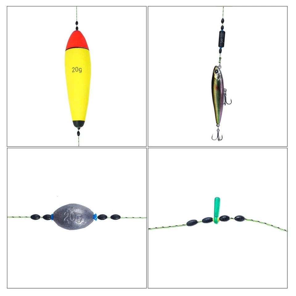 720PCS Fishing Bobber Stopper Kit - Oval Floats Sinkers Line Stops