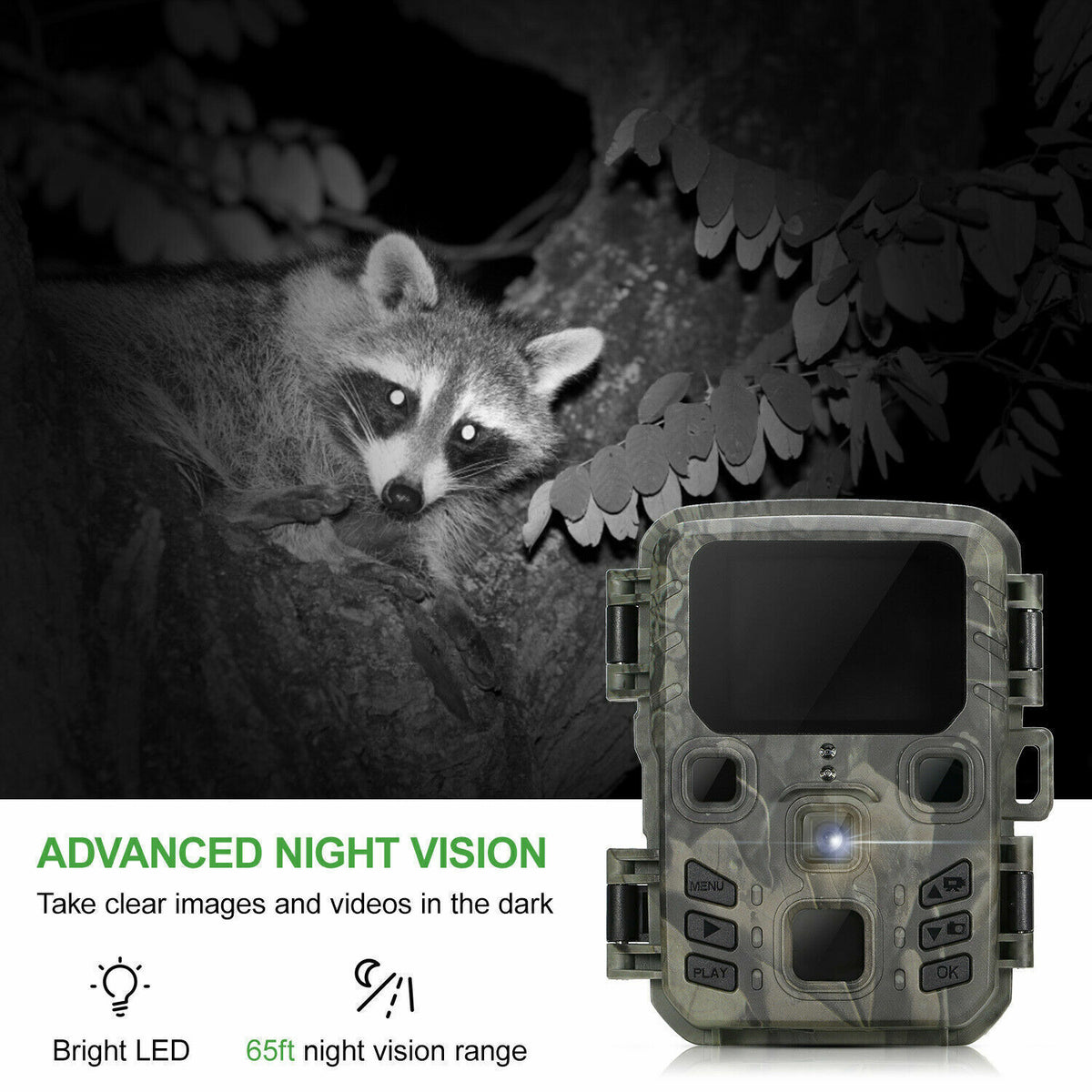 Mini Waterproof Trail Camera 24MP 1080P Night Vision with 32GB Card