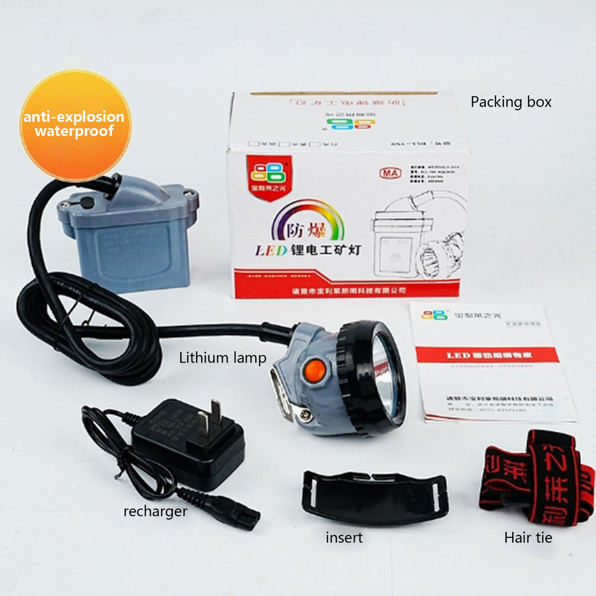 Rechargeable LED Mining Headlamp with Waterproof Safety Headlight for Hunting and Camping