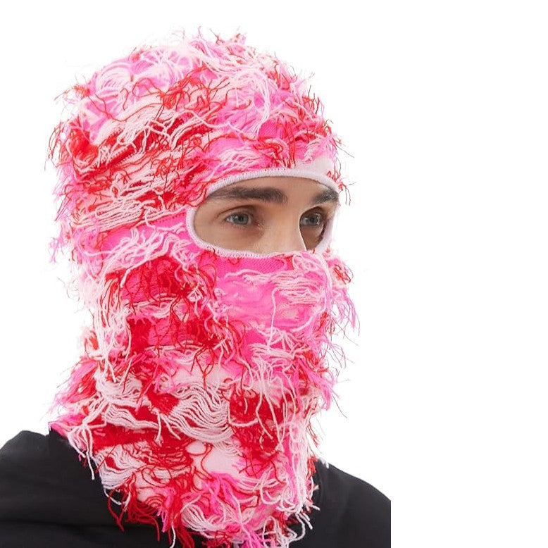 Distressed Knitted Full Face Ski Mask - Windproof Winter Hat for Men Women