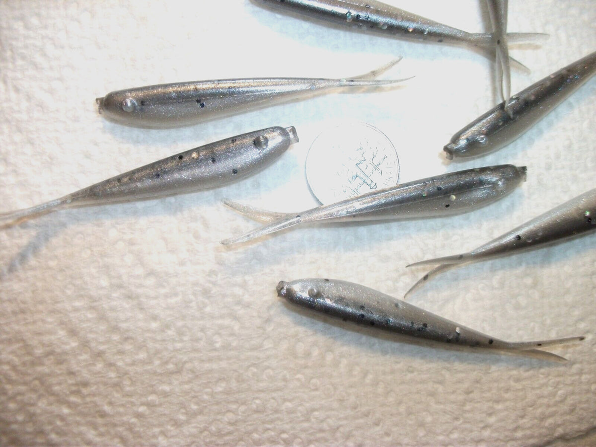 Fishing Lures Soft Plastic Minnows Flukes for Bass Walleye Pike 1/4" - Silver Shiner
