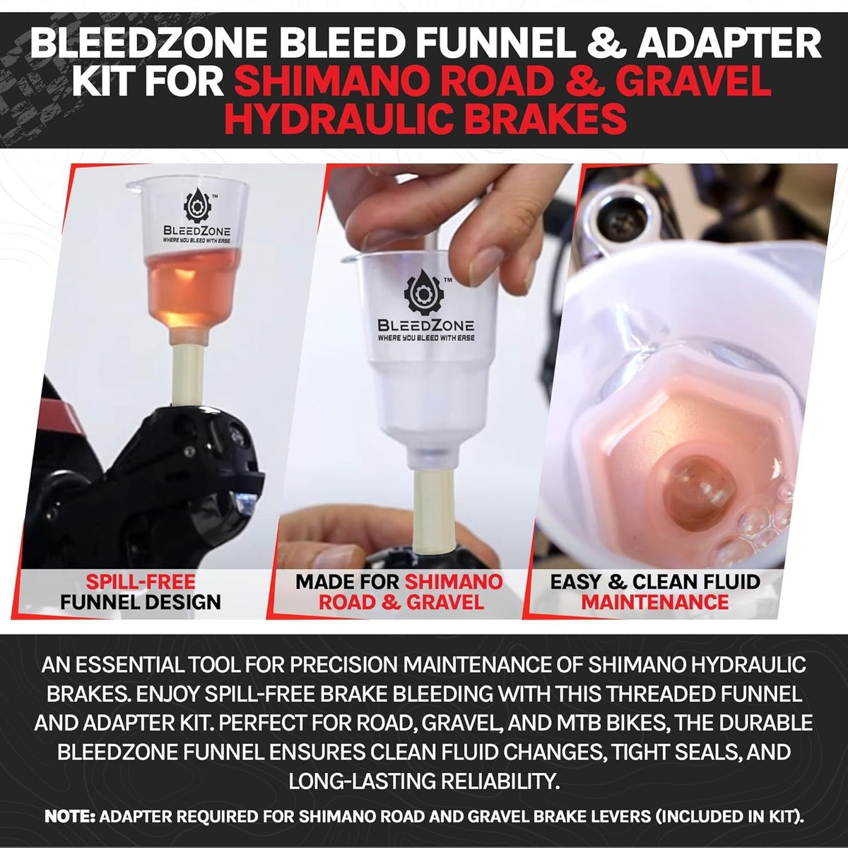 Shimano Hydraulic Brake Bleed Funnel Kit with M7 Adapter for Road & Gravel Bikes