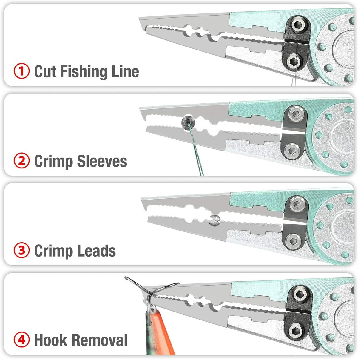 Fishing Pliers Set with Lip Gripper, Hook Remover & Line Cutter - 3PC Kit