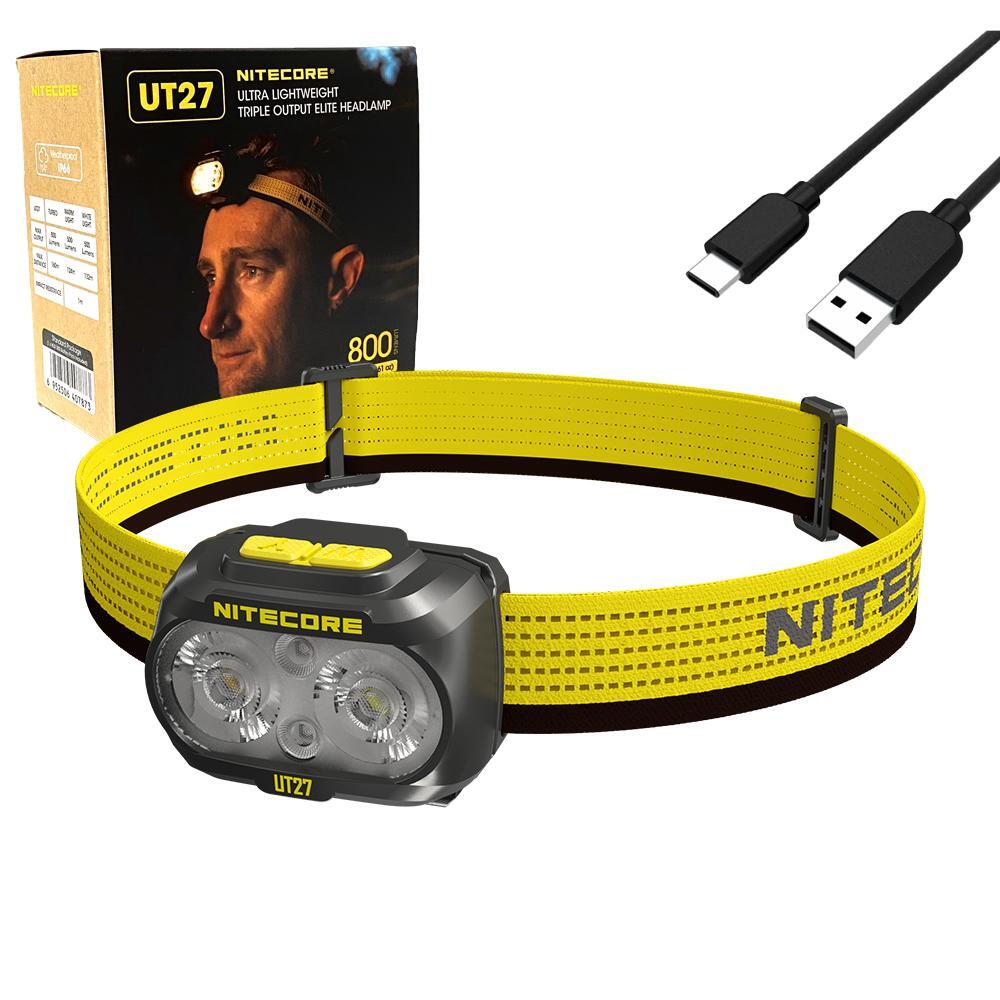 Nitecore UT27 800 Lumens Lightweight Headlamp with Triple Output and USB-C Rechargeable Battery