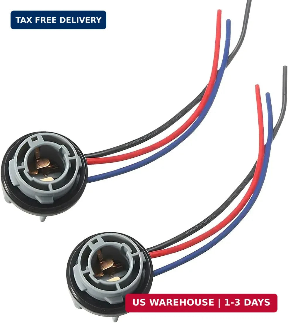 Waterproof 1157 Bulb Socket Set for Tail Brake Turn Signal Lights - 2 Pack